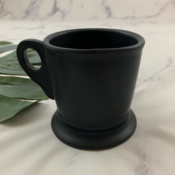 Anthropologie Monogram Retro Coffee Mug Letter Initial H Black Shave Style Cup - Picture 2 of 4